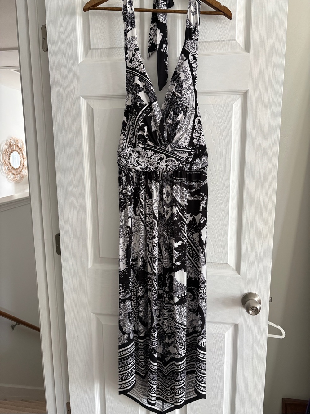 Soma Black and White Paisley Halter Maxi Dress